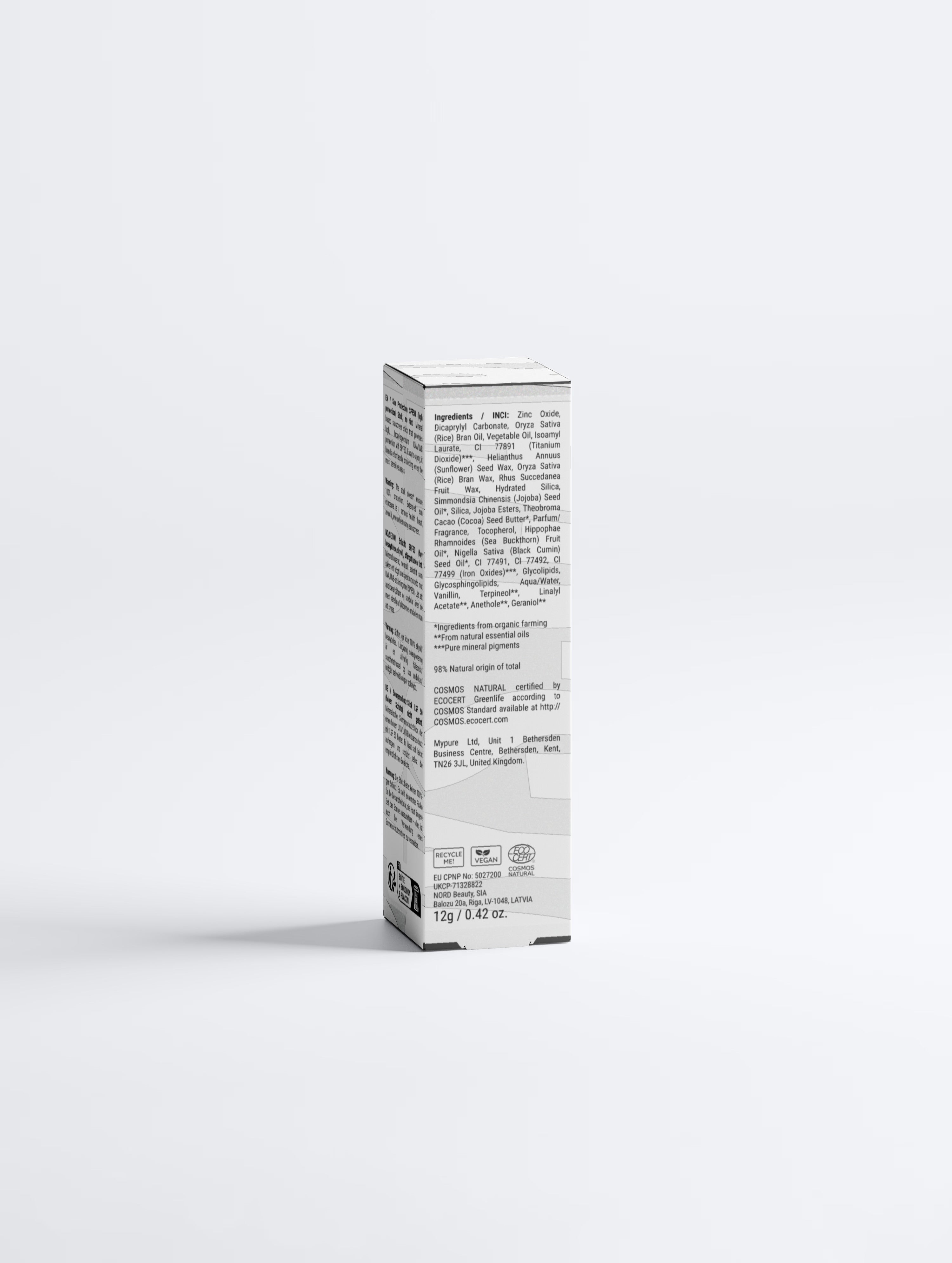 Back box view of BOY, PROTECT SPF50 sunscreen stick