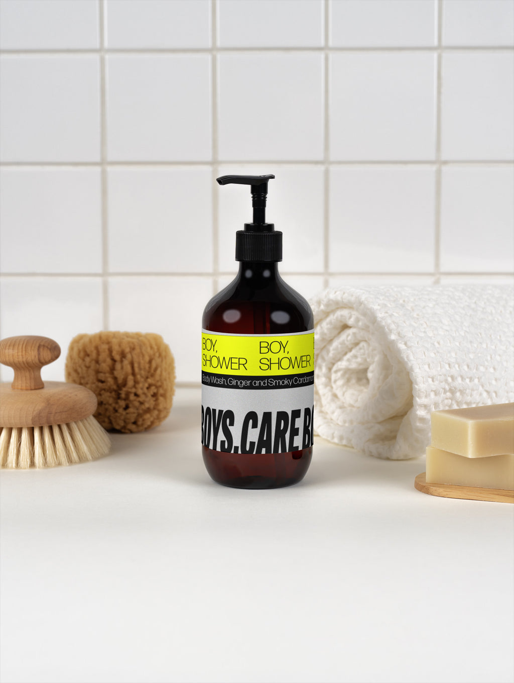 BOY, SHOWER body wash in a bathroom