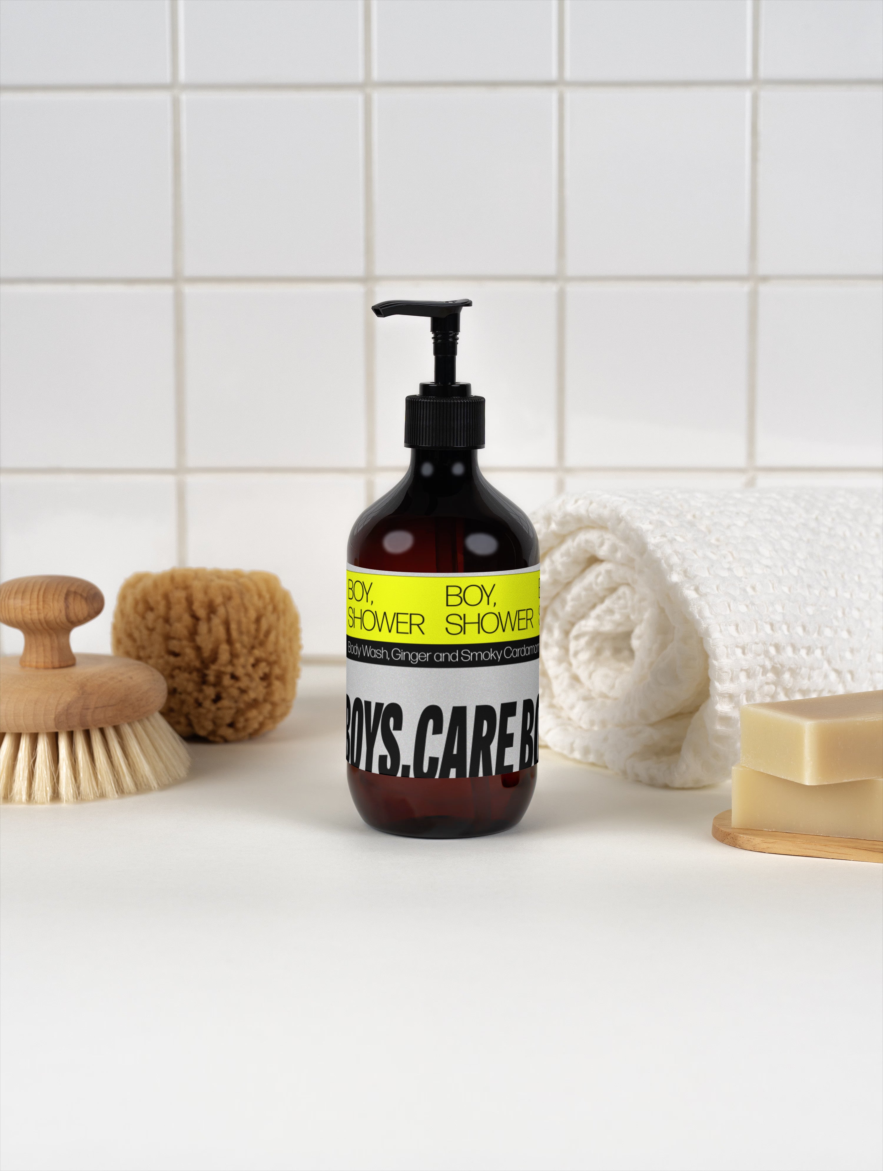BOY, SHOWER body wash in a bathroom